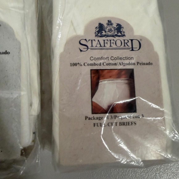Stafford Comfort Briefs Mens 34 White 100% Cotton Full Cut 3 Pack (2 Packs) - Picture 3 of 5
